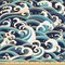 Ambesonne Nautical Fabric by the Yard, Traditional Oriental Style Ocean Waves Pattern Foam and Splashes Print, Decorative Fabric for Upholstery and Home Accents, 1 Yard, Blue and White